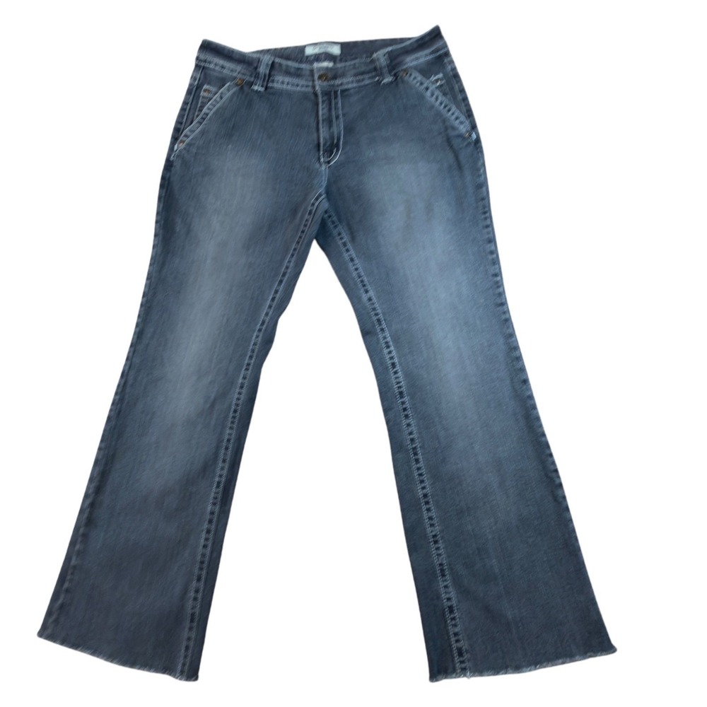 Canyon River Blues Size 12 Bootcut Jeans Medium‎ Wash Raw Hem Stretch Classic